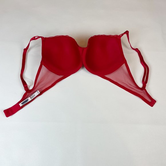 NWOT Victoria's Secret Bra 36D Lined Demi Red Gold Metallic - Picture 4 of 7
